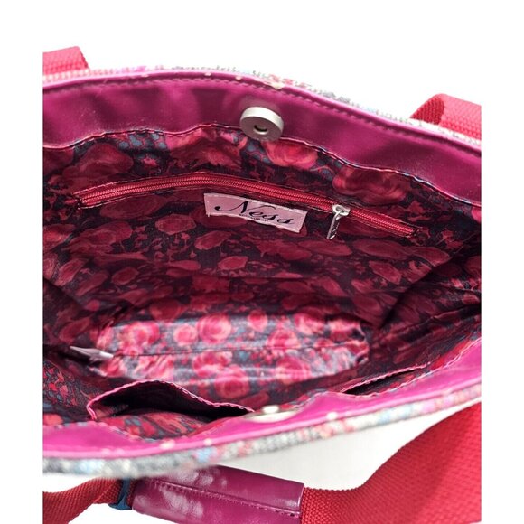 NESS Scotland Tweed Wool Tartan Plaid Bag Fall Teacher Tote Burgundy Gray - Picture 6 of 7